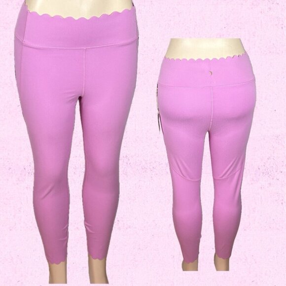 Jessica Simpson XL Pink Stretch High Waist Scallop Edge Waistband Crop Leggings - Picture 1 of 6